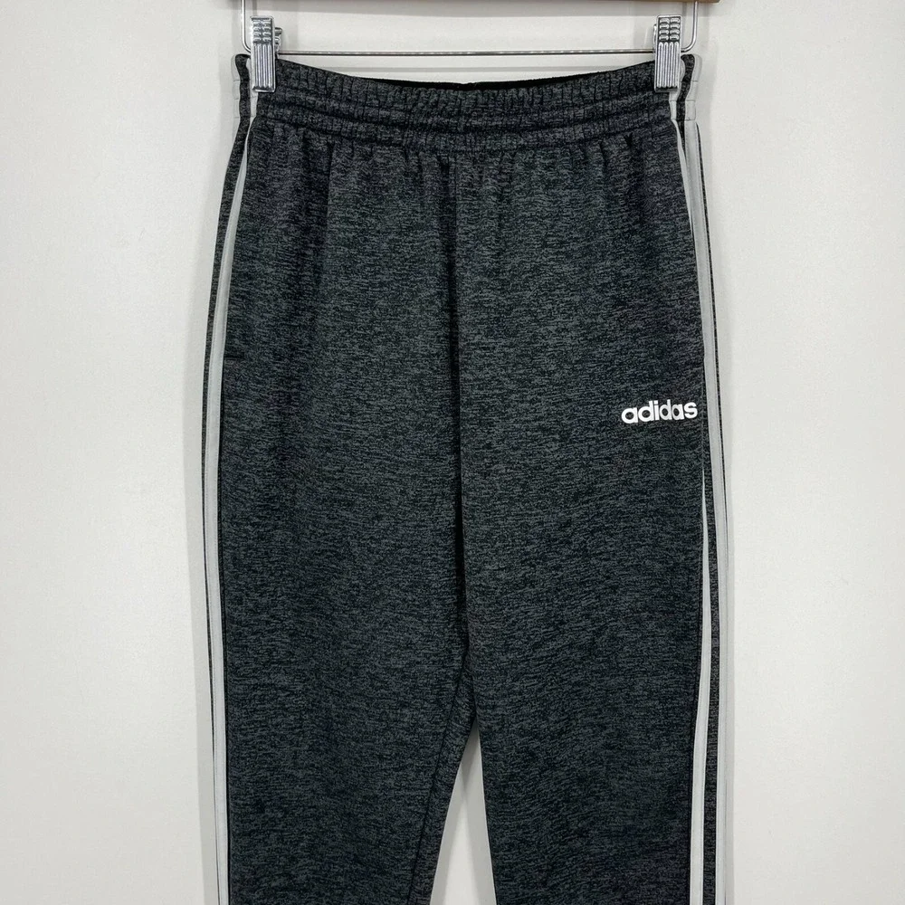 Adidas‎ Sweatpants Men's Size S Gray Striped Fleece Lined Drawstring